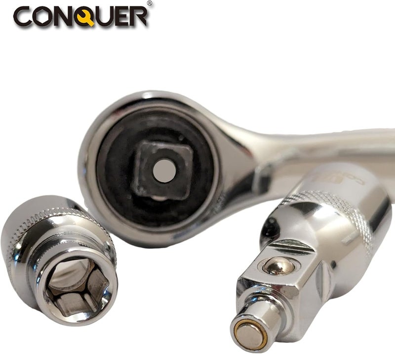 Conquer No-Drop Magnetic Socket Extension Bars – CR-V Steel 1/4", 3/8", 1/2" Drive Set for Tight Spaces & Engine Bay Repairs - Image 4